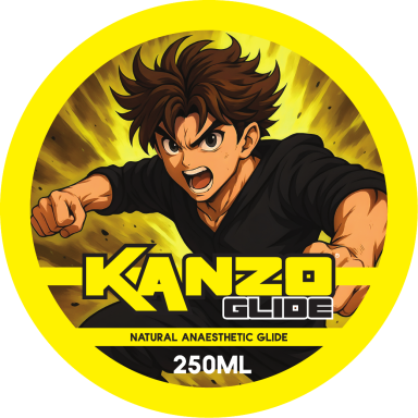 Kanzo Tattoo Glide – yellow-scented glide for professional tattoo artists with anime-inspired label