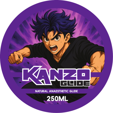 Kanzo Tattoo Glide – purple-scented glide for professional tattoo artists with anime-inspired label