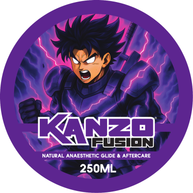 Kanzo Tattoo Glide – purple-scented glide for professional tattoo artists with anime-inspired label